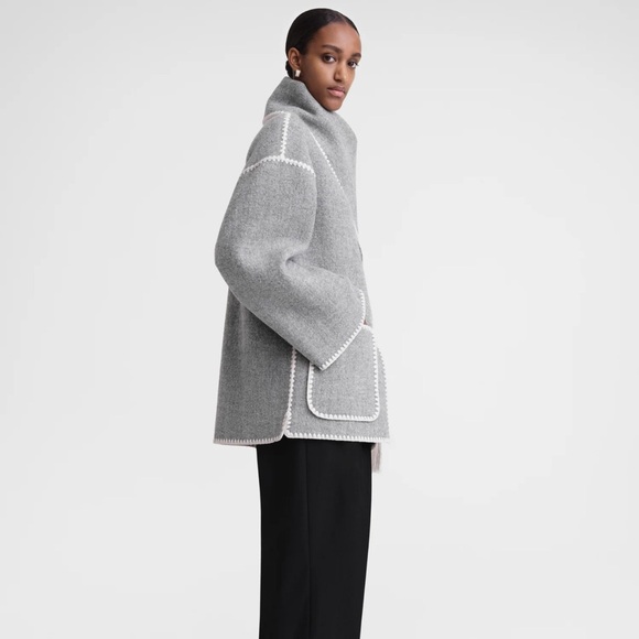 Toteme Gray Wool Jacket with Scarf Detail - Picture 2 of 7